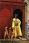 Arab Canvas Paintings - An Arab And His Dogs
